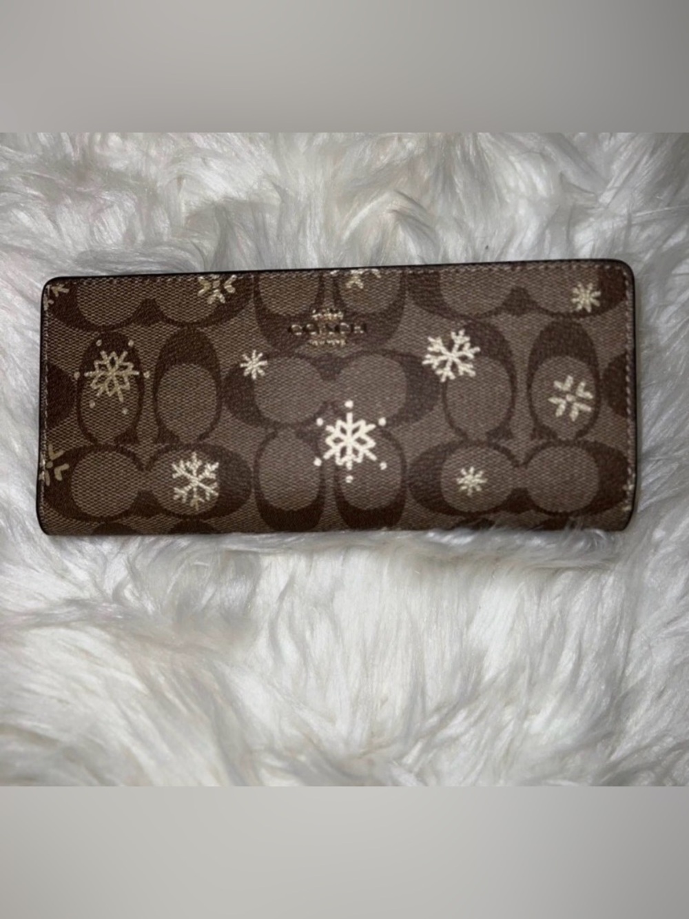 Coach Slim Bifold Wallet with Snowflakes